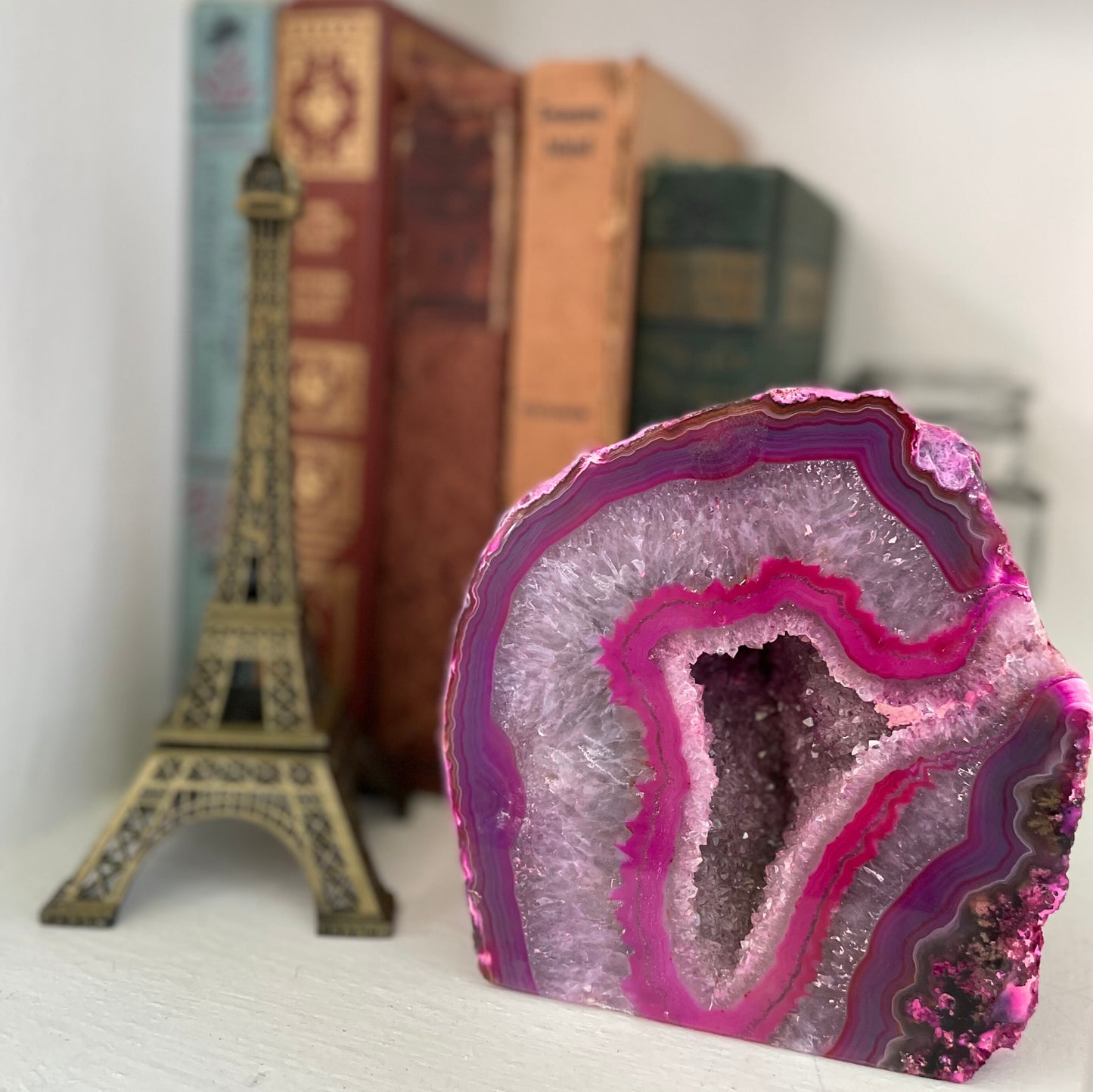 Pink Agate Half with Amazing Druze | 4.85 inches This & That Minerals