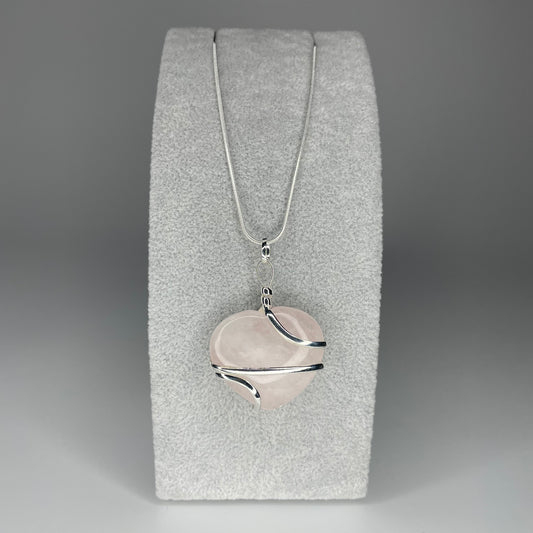 Silver Wire-Wrapped Heart-Shaped Pendant with Silver Chain