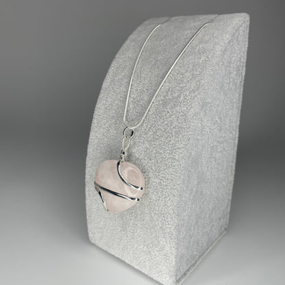 Silver Wire-Wrapped Heart-Shaped Pendant with Silver Chain