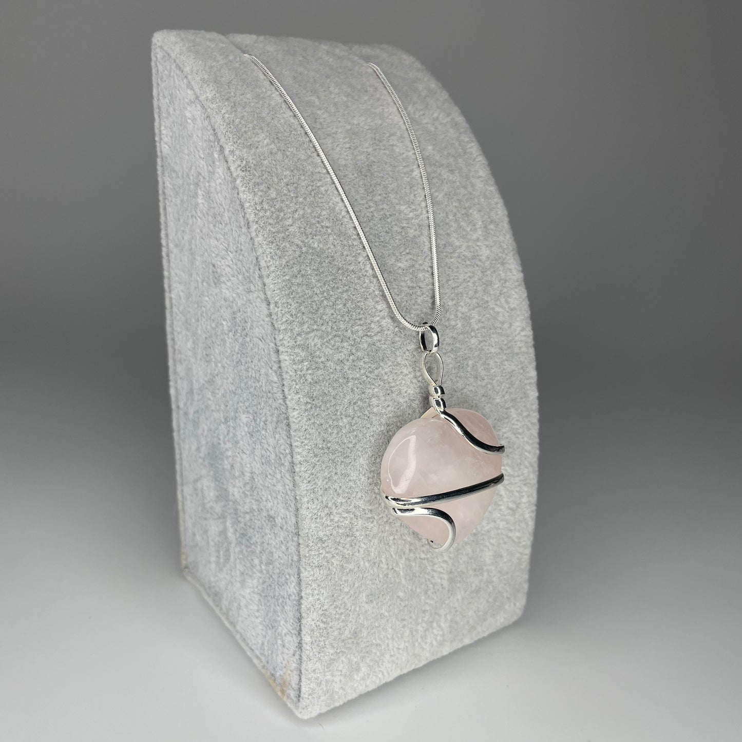 Silver Wire-Wrapped Heart-Shaped Pendant with Silver Chain