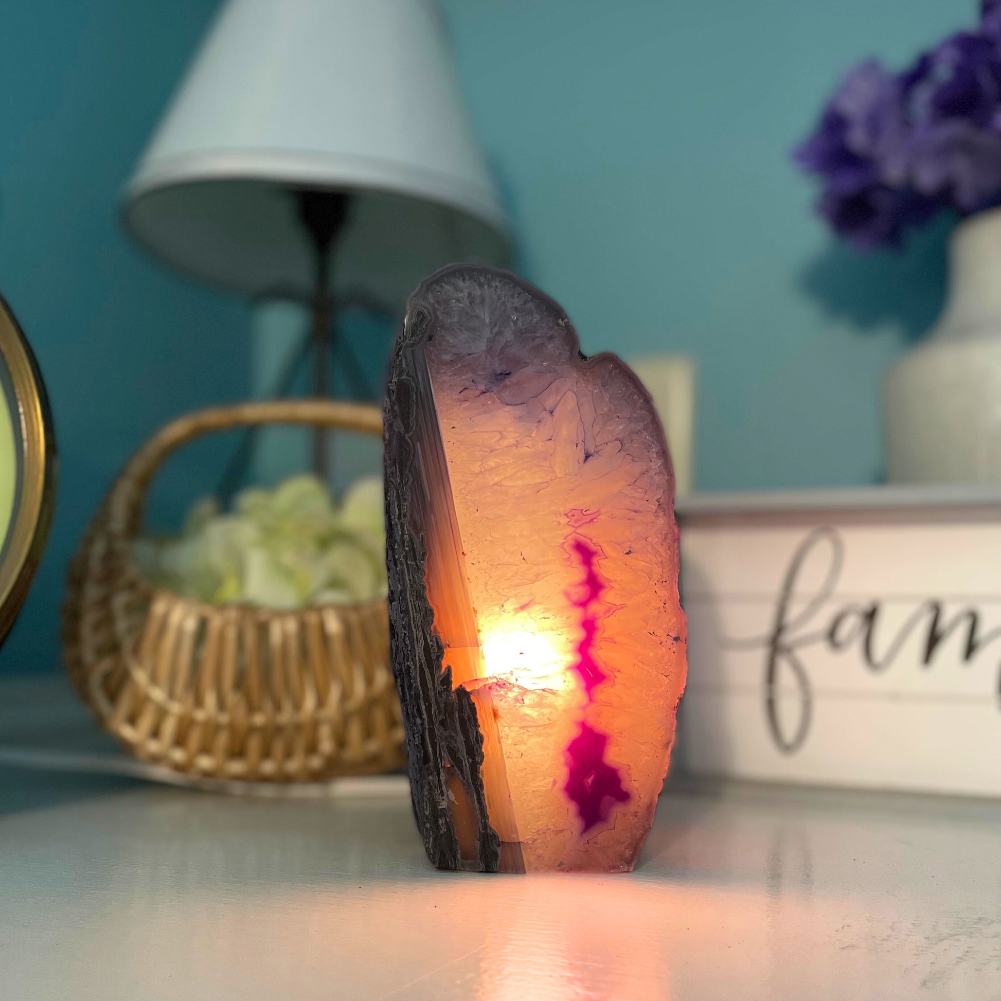 Bluish Purple Agate Lamp | 7 inches This & That Minerals