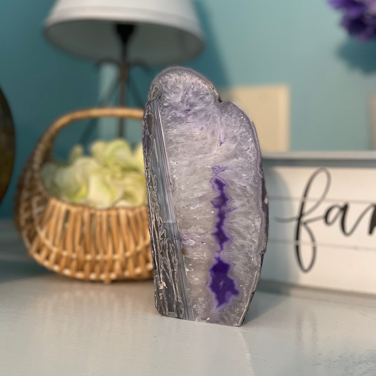 Bluish Purple Agate Lamp | 7 inches This & That Minerals